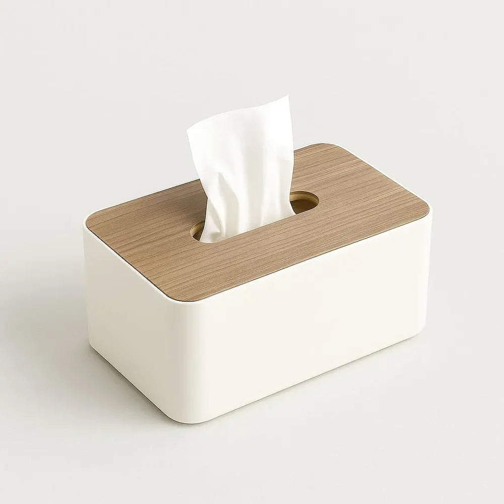 Mova Timber dual-tone tissue box on modern desk